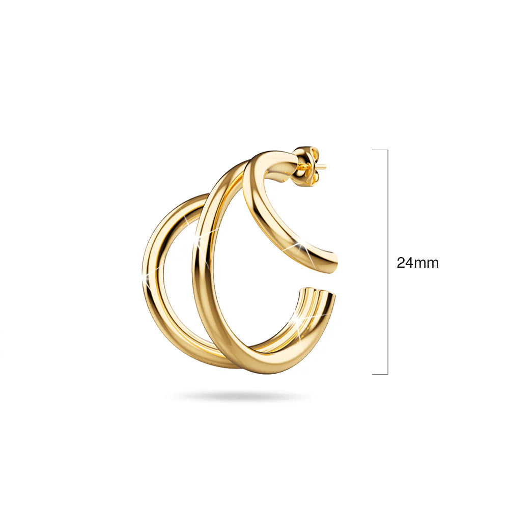 Bullion Gold Diam Hoop Gold Layered Earrings