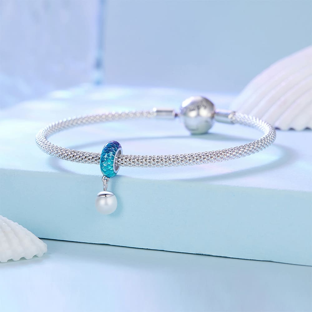 Solid 925 Signature Silver Pearlescent Mermaid Whispers Charm