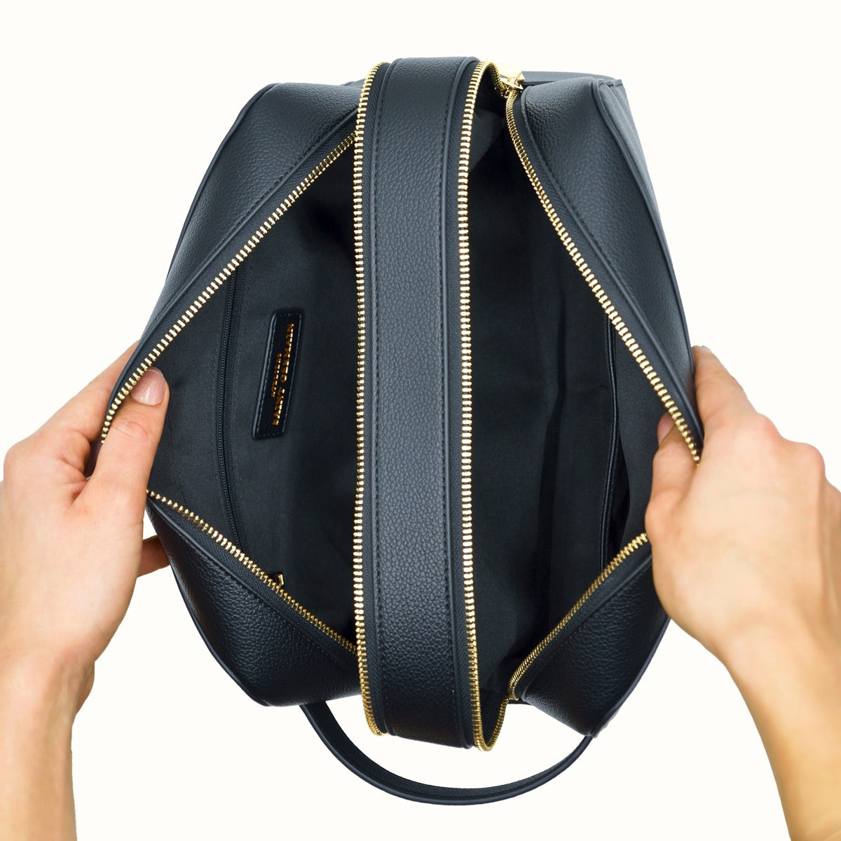 CHATEL - Toiletry Bag Double Compartment - BLACK