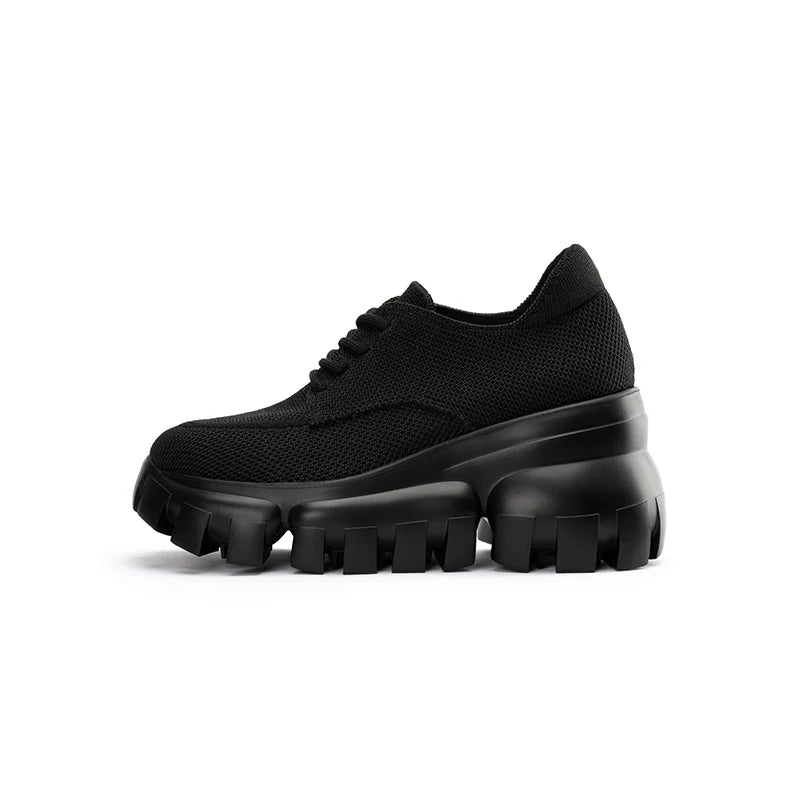 Retro Leopard Platform Sneakers - Black