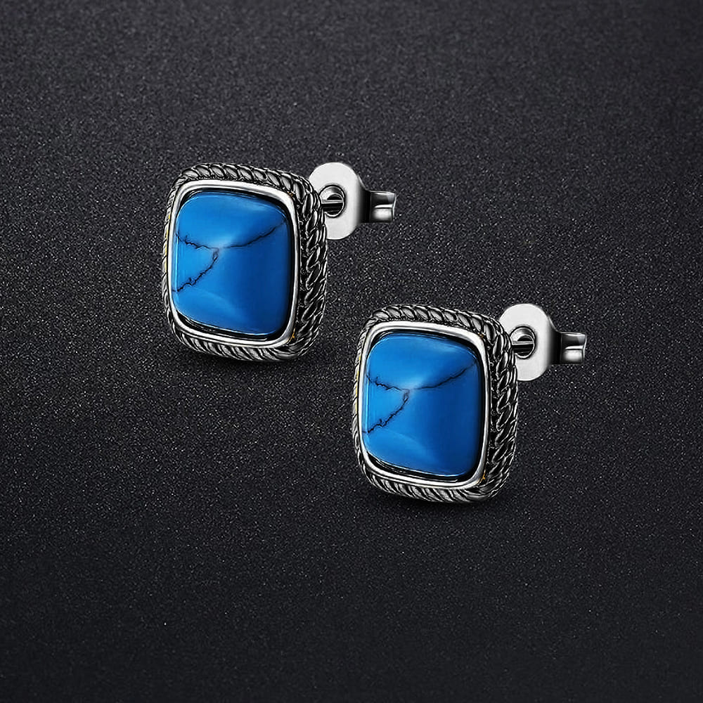 Square-Shaped Turquoise Studs