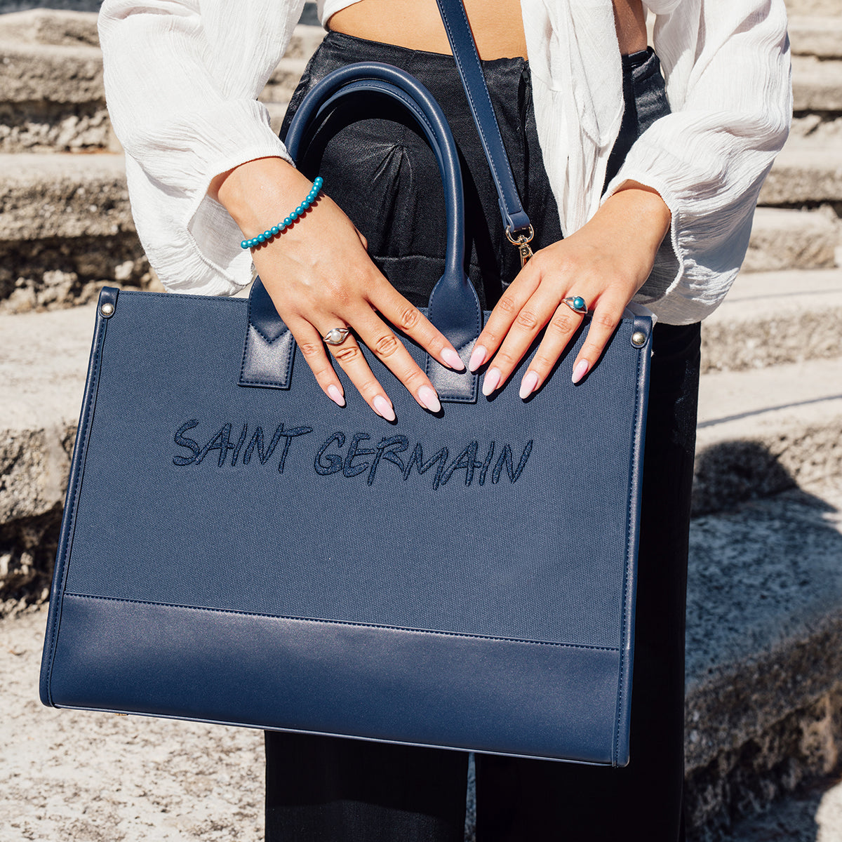 TOTE BAG QUARTIER LATIN NAVY BLUE