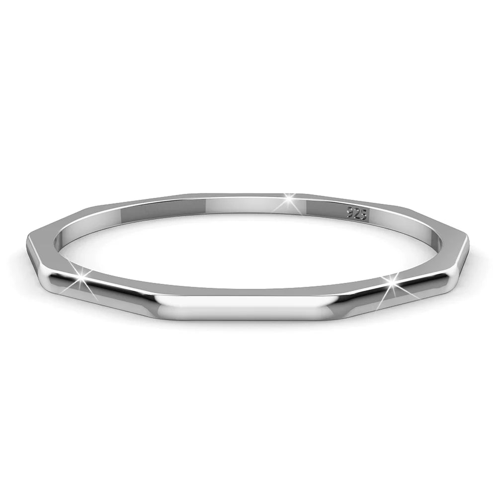 Solid 925 Sterling Silver Geometric Stacking Ring