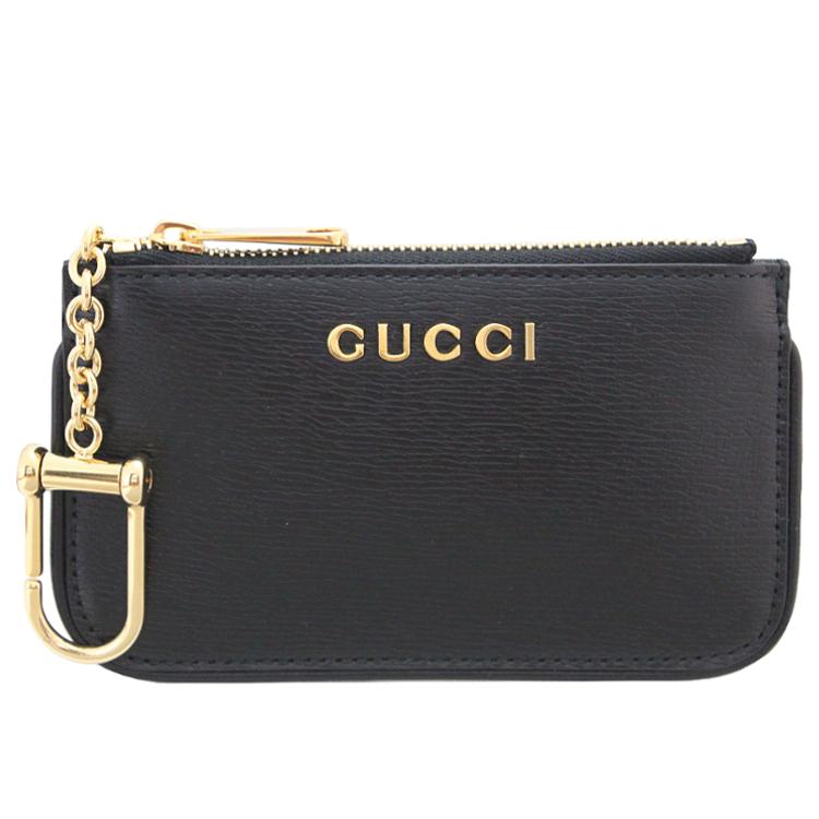 Gucci Gucci Scipt Logo Leather Wallet Key Chain - Black