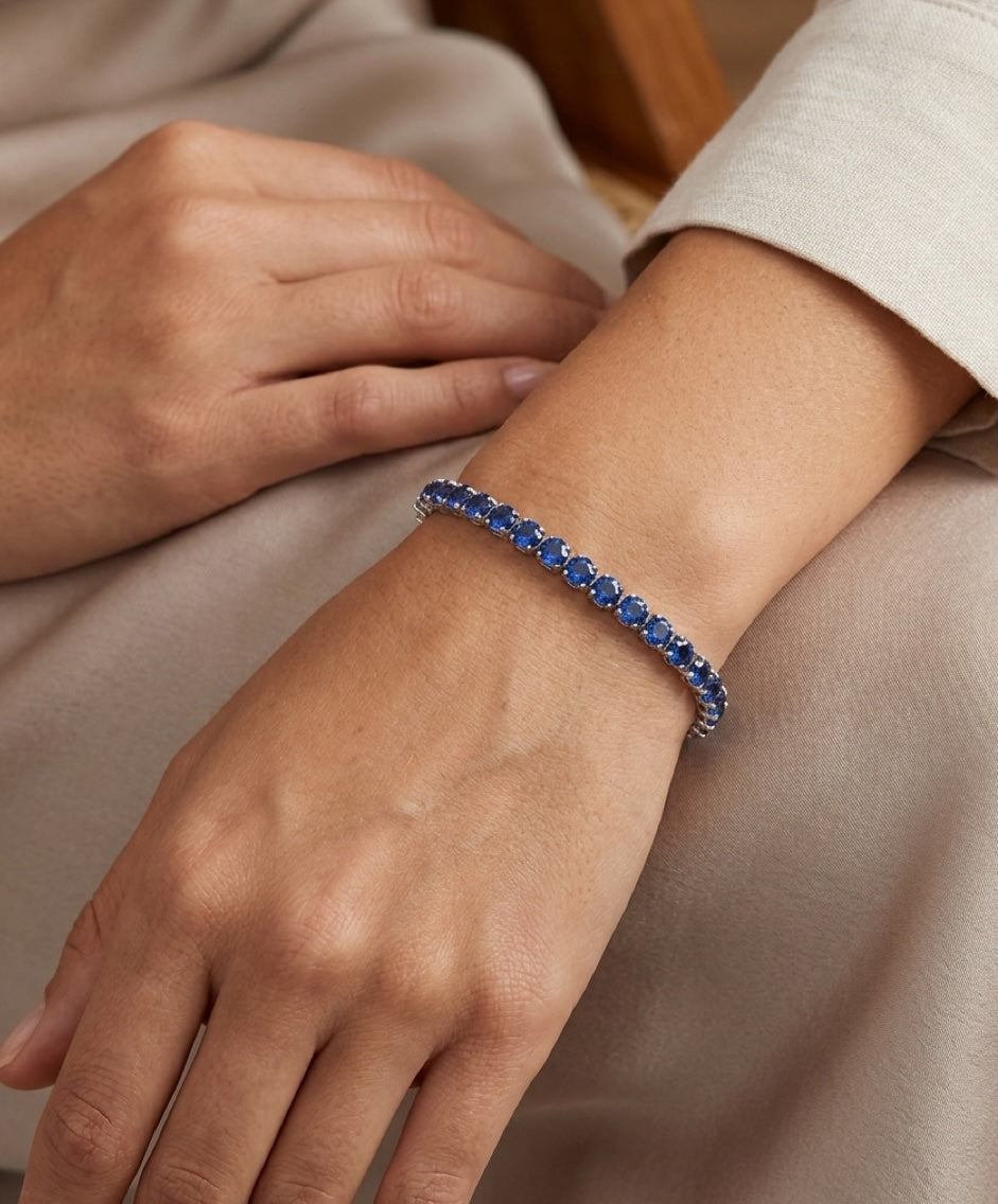 Liv Oliver 18K White Gold Blue Quartz Bracelet
