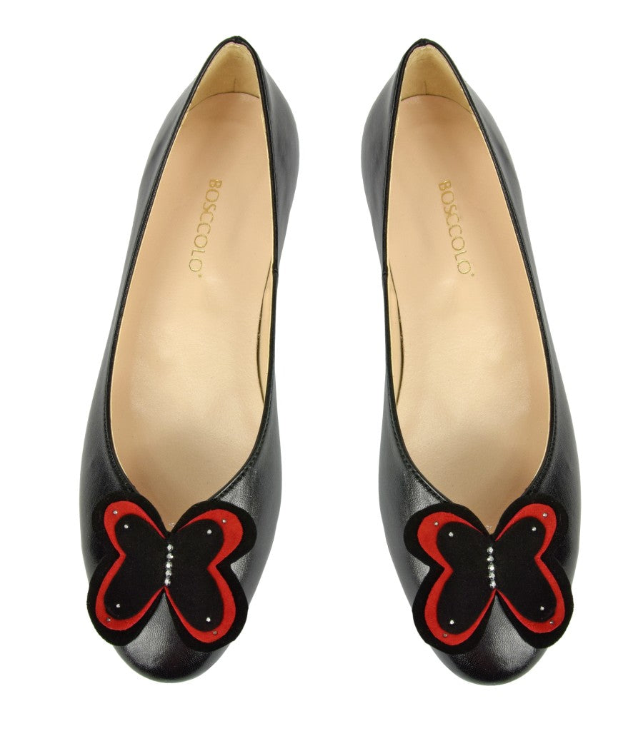Bosccolo Womens Ballerina - Black/Red