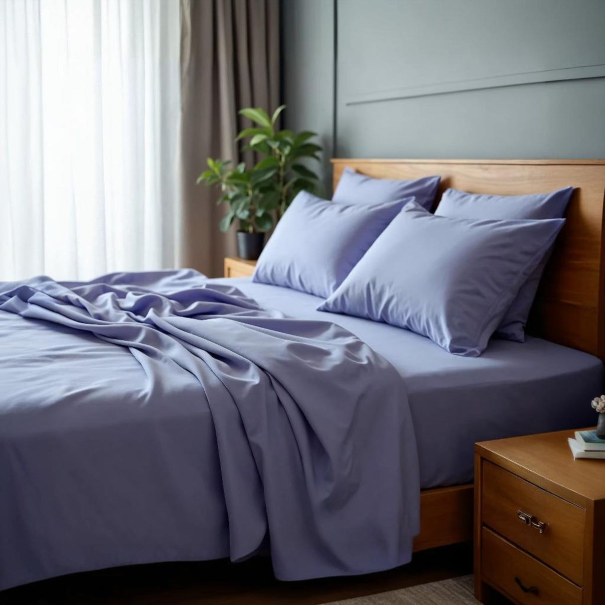Royal Comfort Bamboo Cooling 2000TC Sheet Set-Mid Blue