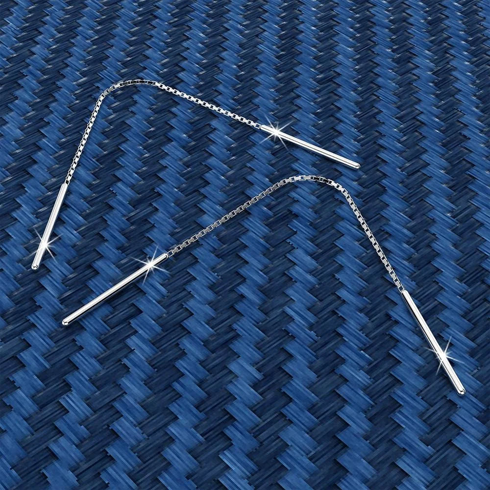 Solid 925 Sterling Silver Wire Threader Earrings