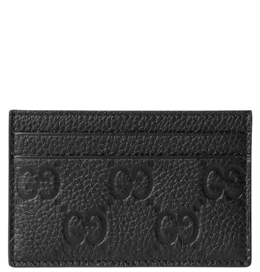 Gucci GG Embossed Leather Card Holder - Black