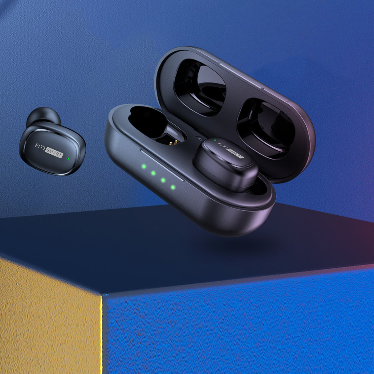 Fitsmart In Ear Black Buds with Charging Case