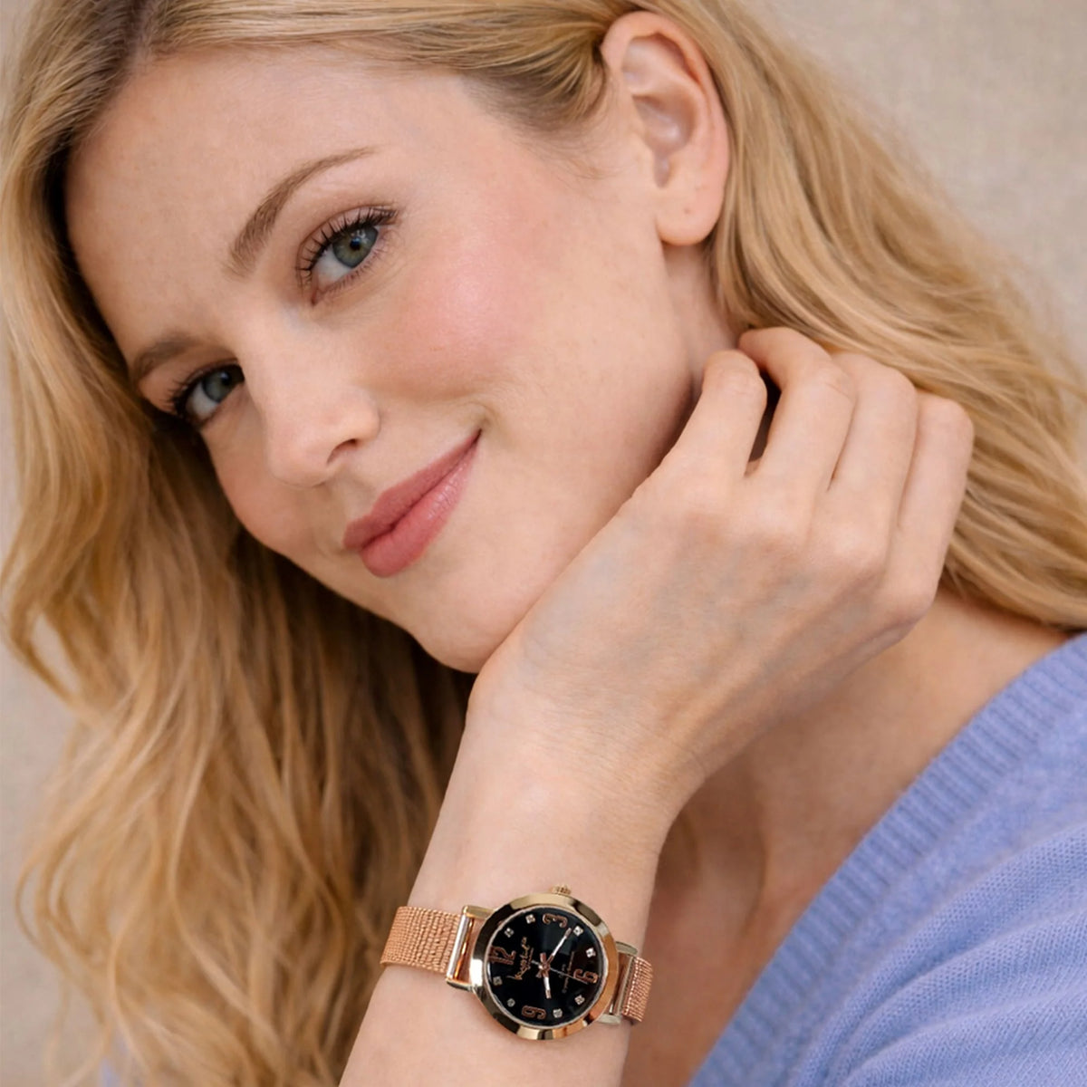 Boxed Rose Gold Watch & Earrings Set With SWAROVSKI® Crystals Embellishment