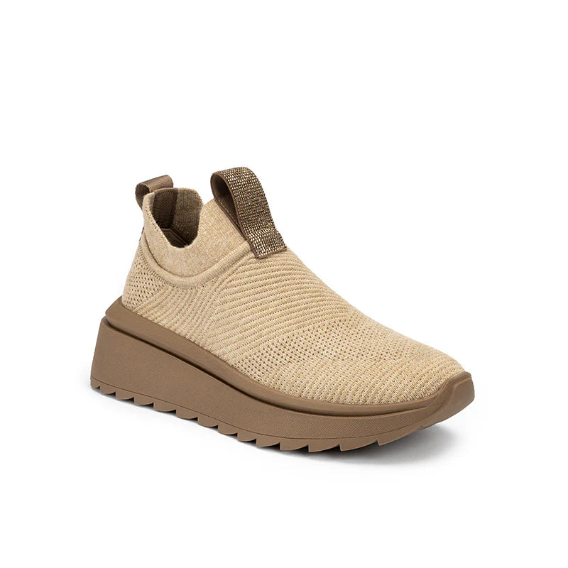 Slip-On Knit Wedge Sneakers - Beige