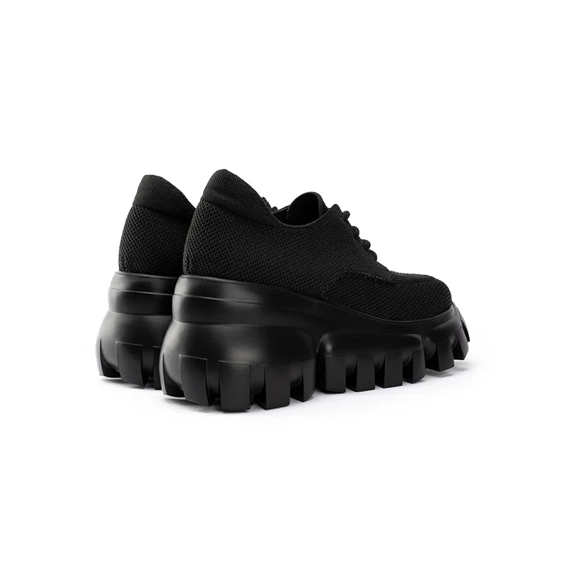 Retro Leopard Platform Sneakers - Black