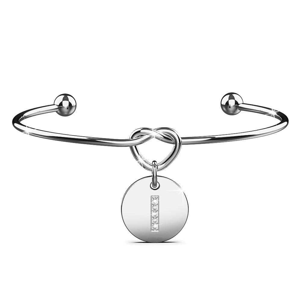 Bullion Gold Fancy Alphabet Letter Initial Bangle in White Gold