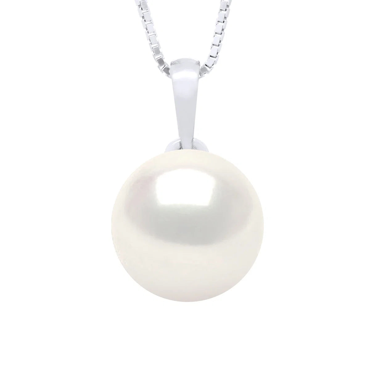 Pendant Button Freshwater Pearl White White Gold 9-10mm