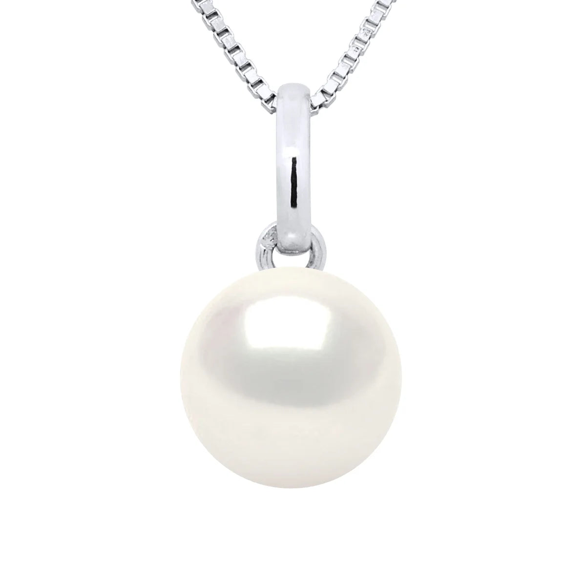 Pendant Button Freshwater Pearl White White Gold 7-8mm