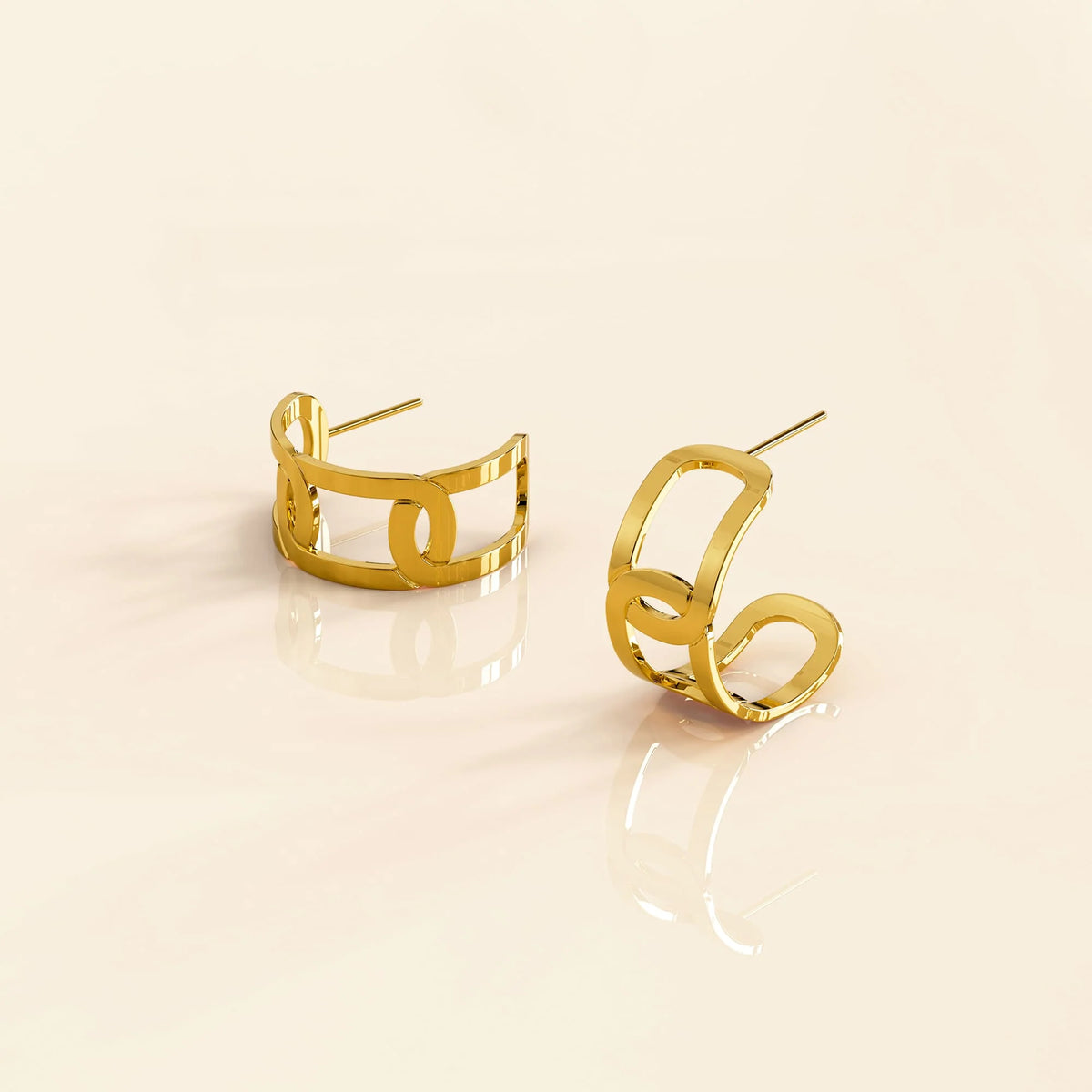 Bullion Gold Intercross Huggie Gold Layered Earrings