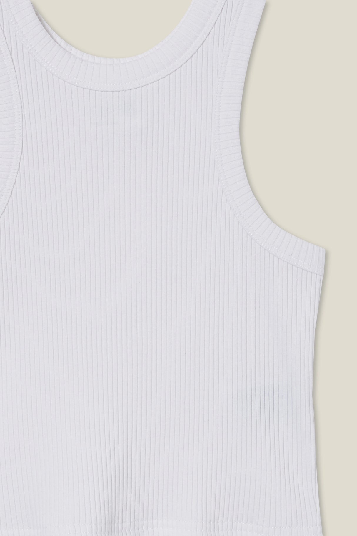 Cotton On Kids Girls Fitted Essential Tank - White Rib
