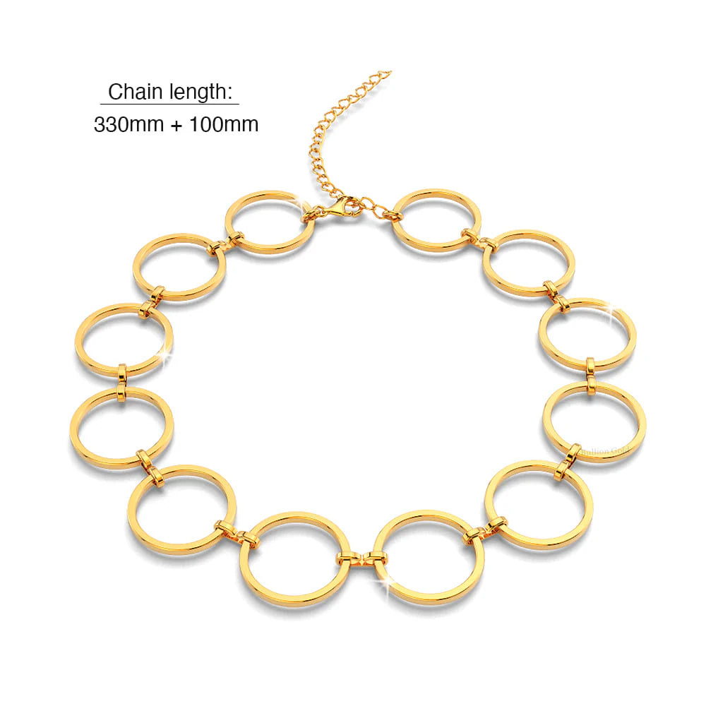 Bullion Gold Open Circle Choker Necklace