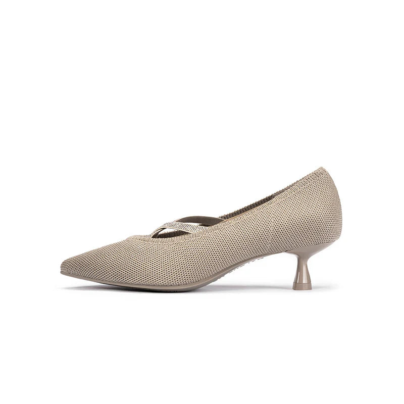 Countess Cross-Strap Kitten Heels - Sand