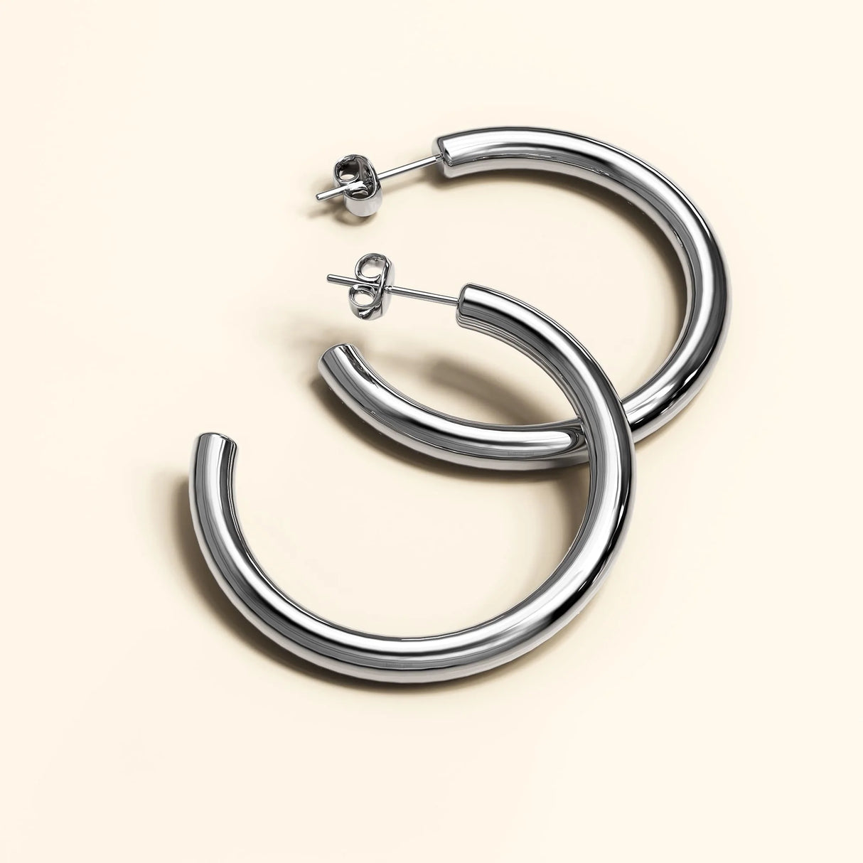 Bullion Gold Erica White Gold Hoop Earrings 20mm