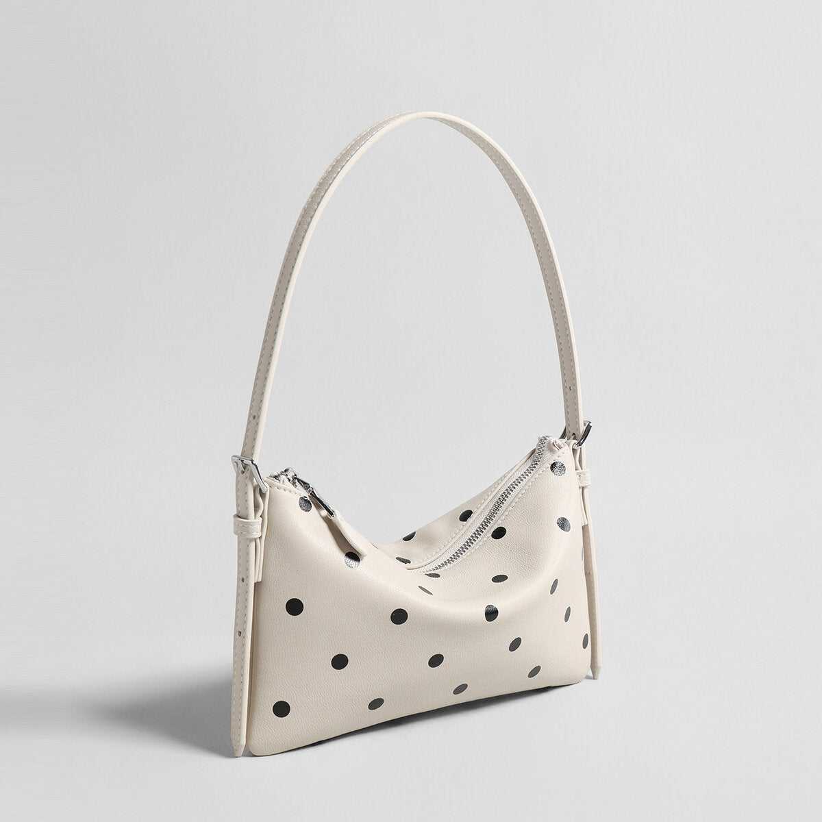 Polka Dot Soft Shoulder Bag - Ivory
