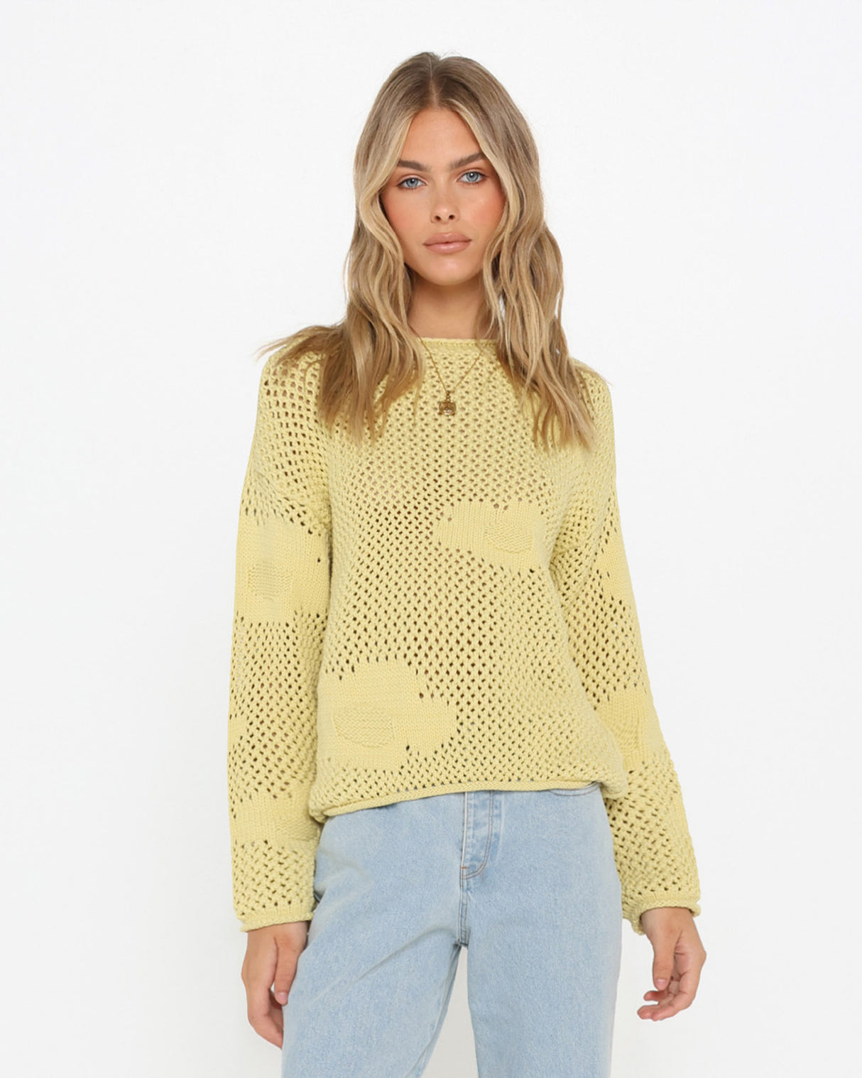 Lost In Lunar Women's Erin Knit Jumper - Light Lime