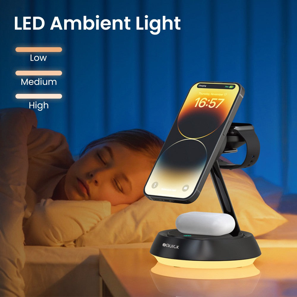 iQuick Twig 2 Multi Functions Wireless Charger with LED Ambient Light - White