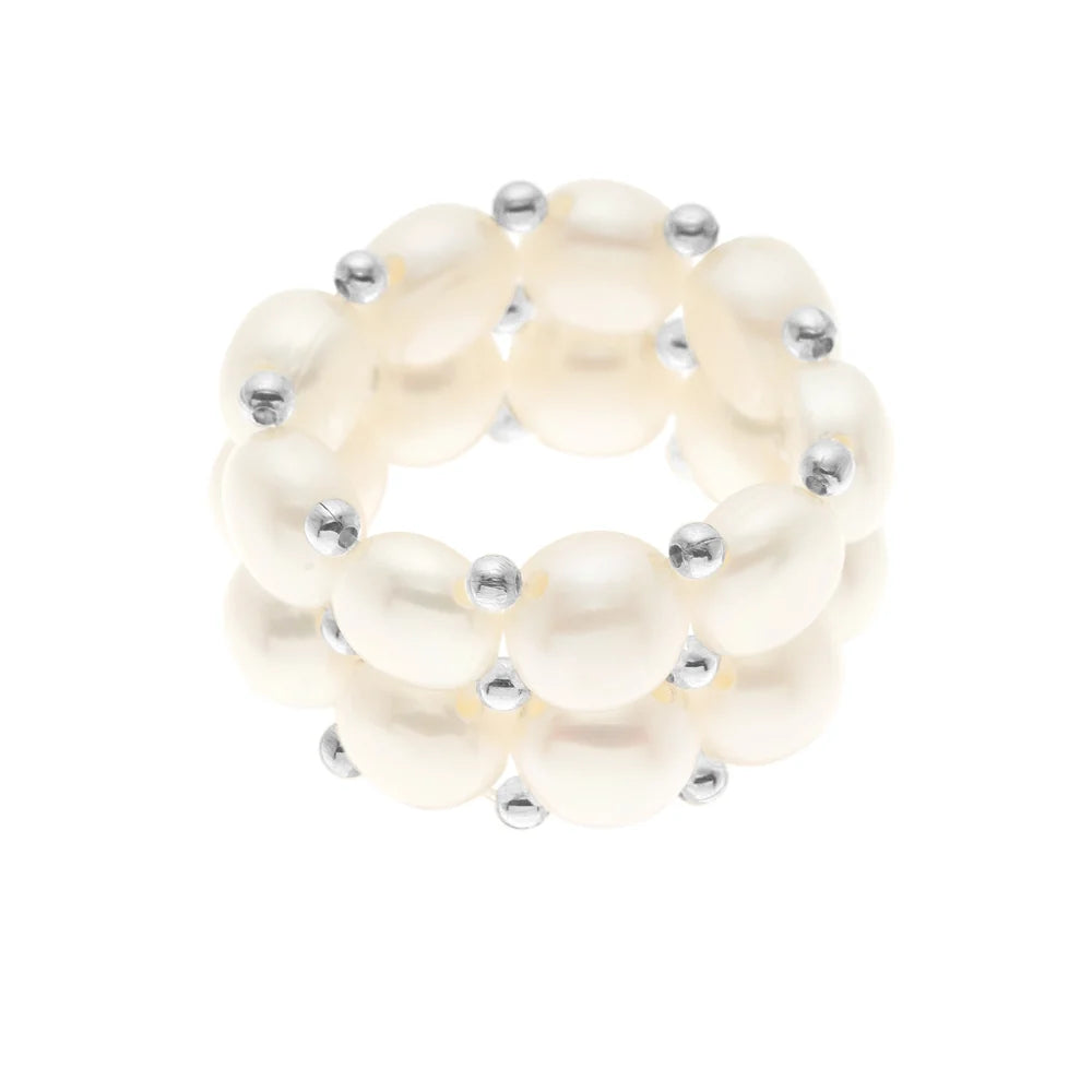 Ring Freshwater Pearl White 3-4mm Adjustable