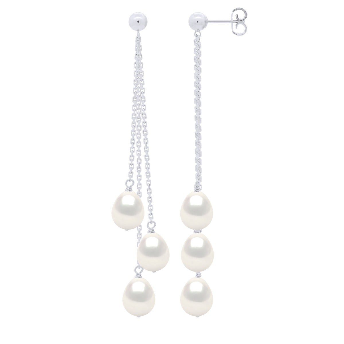 Earrings Trio - Natural Pearl White - Height Earrings 6,5 cm