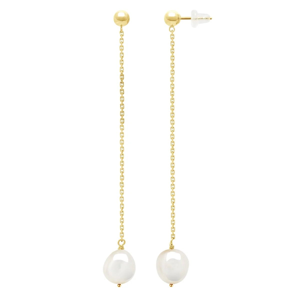 Drop Earrings Baroque Baroque Pearl White Yellow Gold