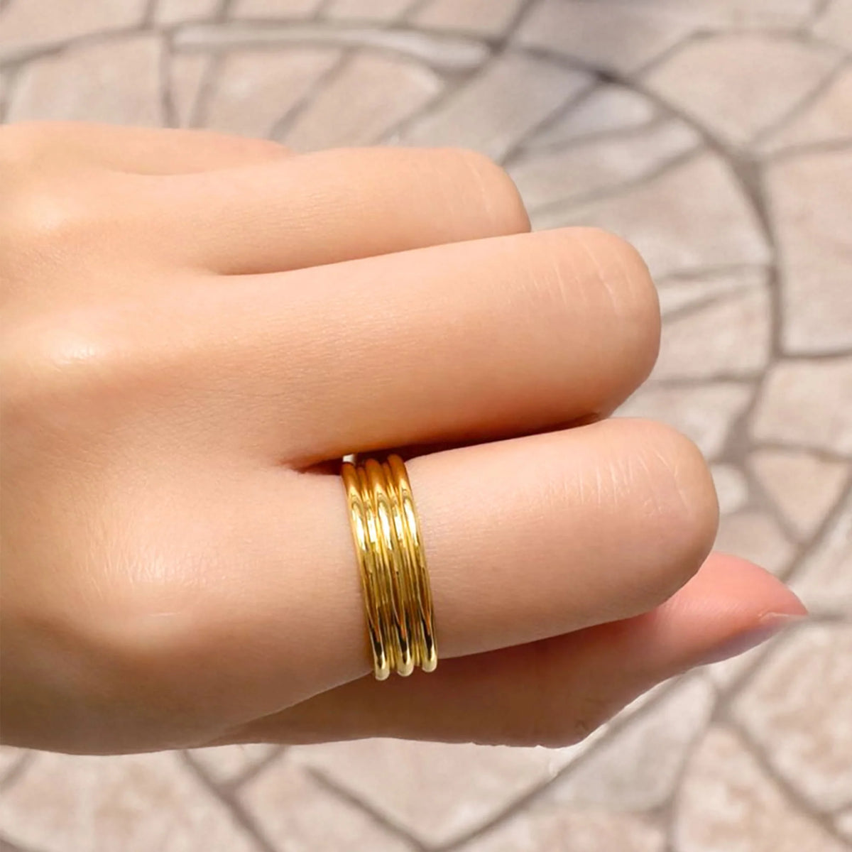 Bullion Gold Triad Circular Gleam Radiant Gold Layered Ring
