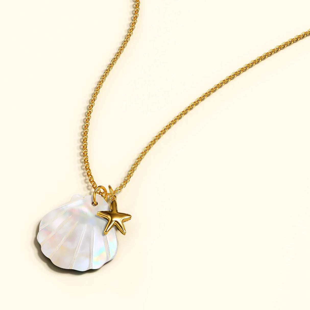 Bullion Gold Pearl Shell & Gold Starfish Necklace