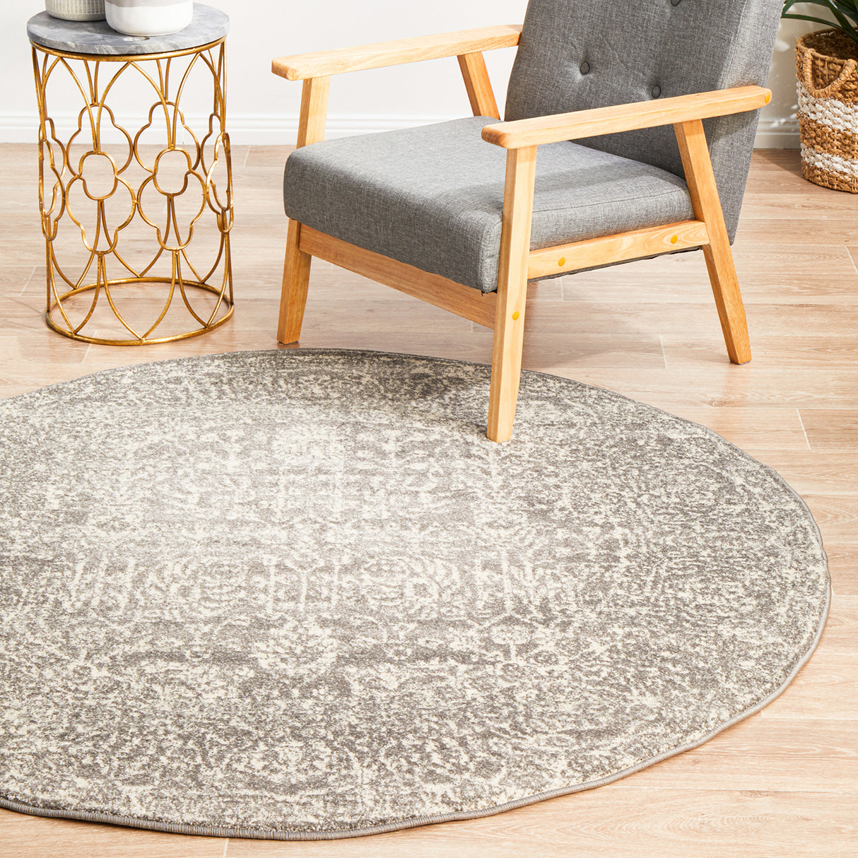 Evoke 256 Grey Round Rug