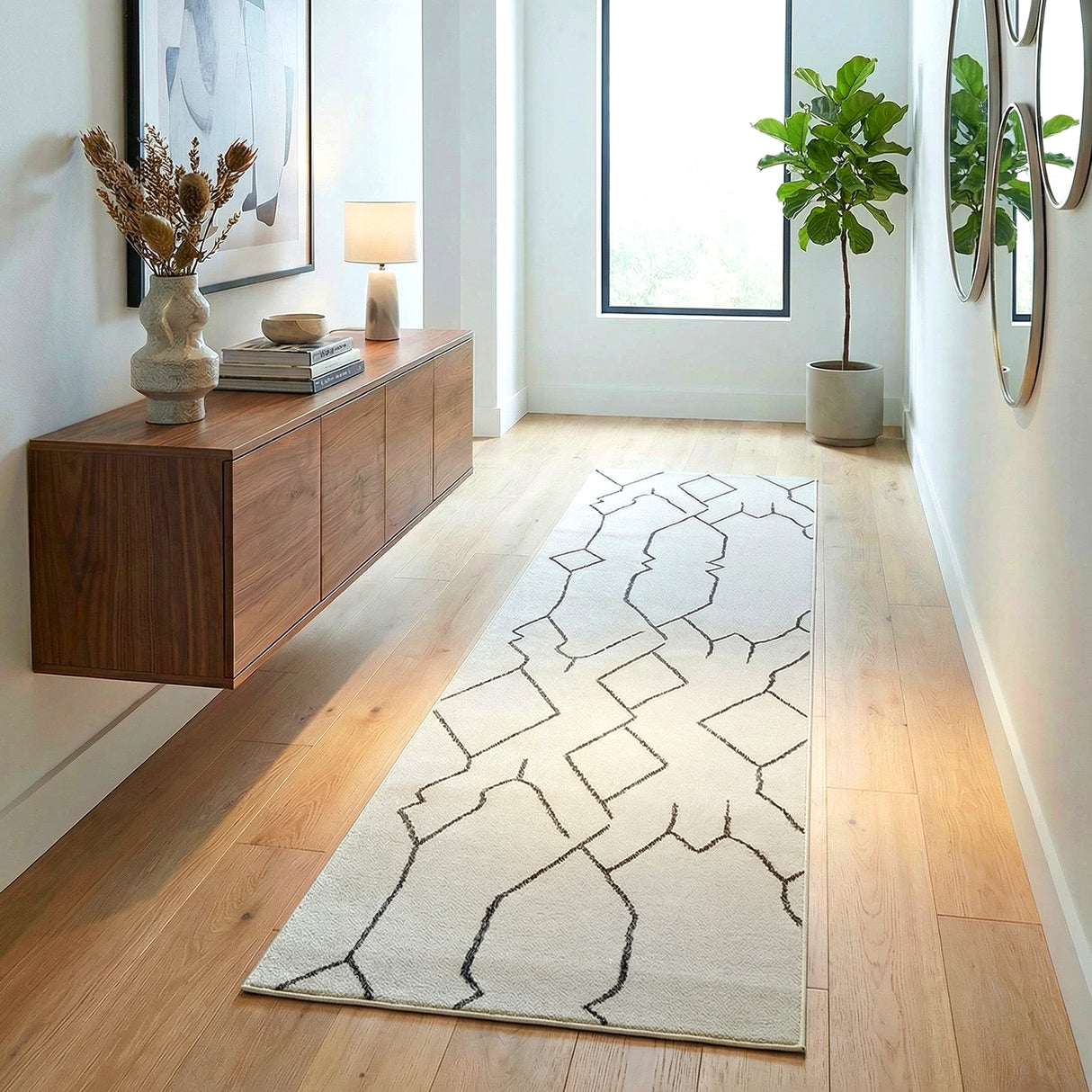 Paradise Ivy Grey Runner Rug