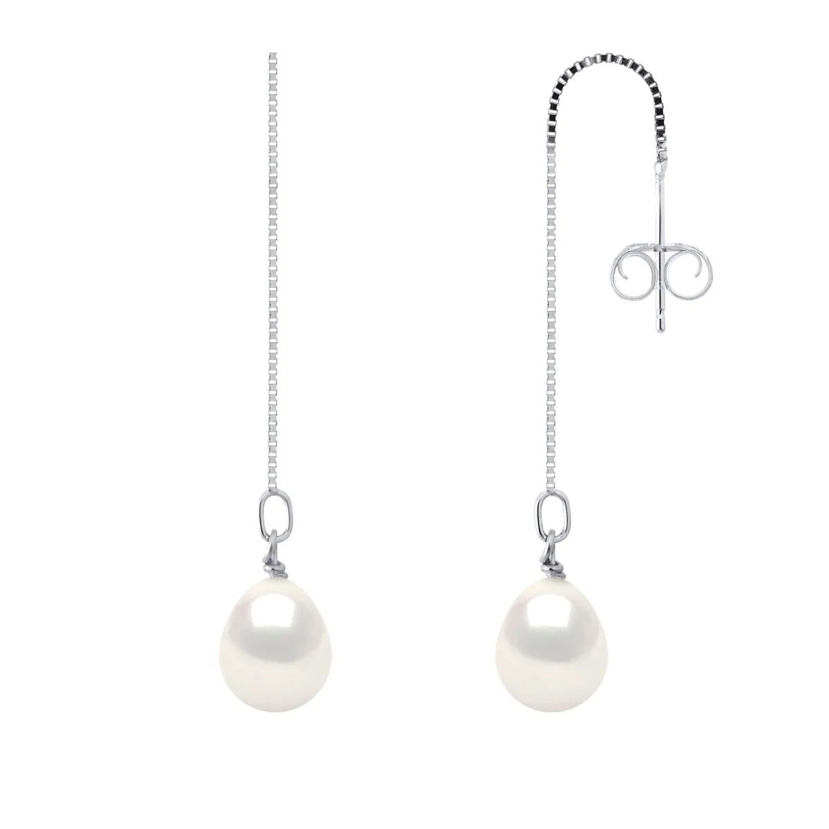 Drop Drop Earrings Freshwater Pearl White Sterling Silver 8-9mm