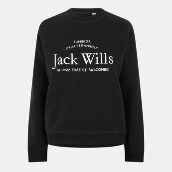 Jack Wills Women's Hunston Graphic Crew Neck Sweatshirt - Black