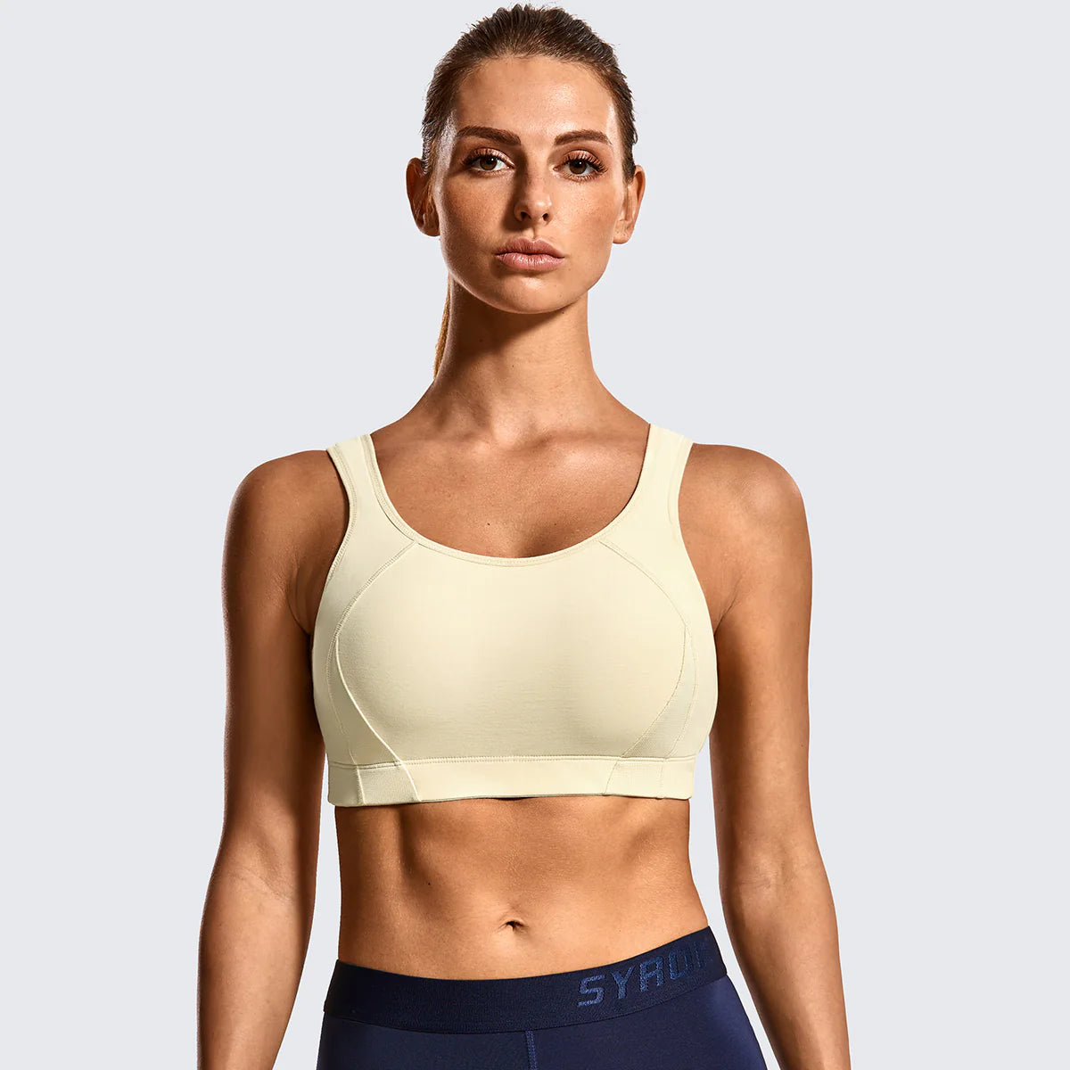 Quick Dry High Impact Padded Wireless Sports Bra - Beige