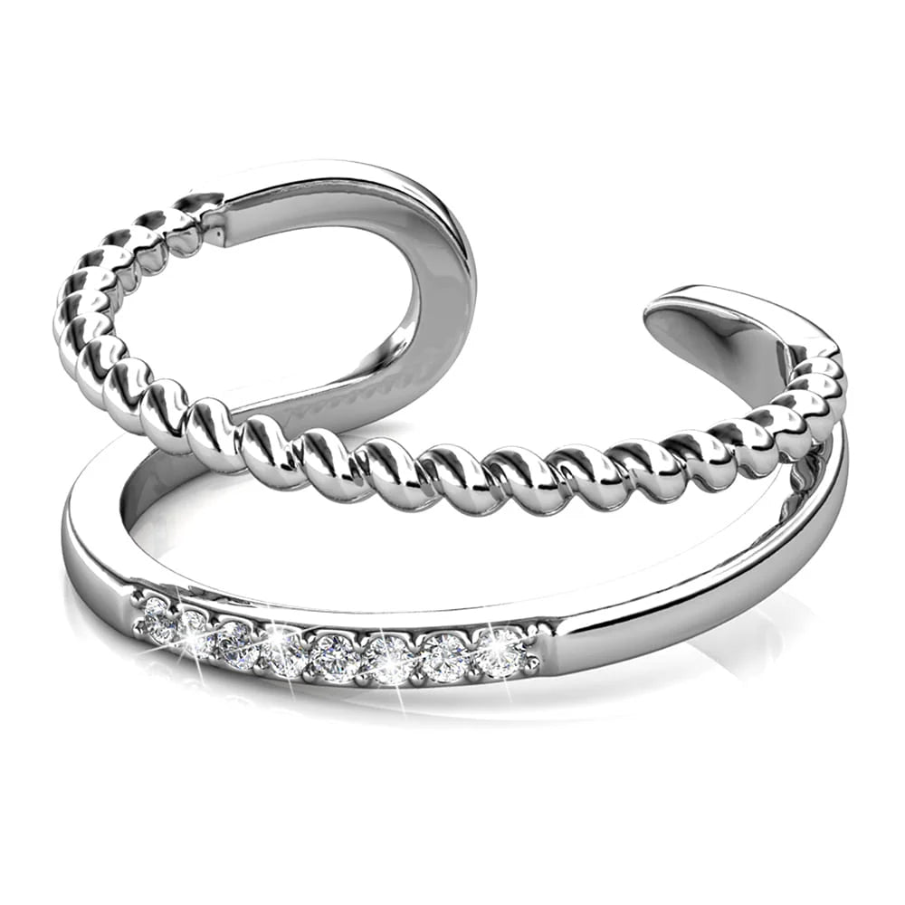 Boxed Feline On! Necklace and Ring Set Embellished with SWAROVSKI® Crystals In White Gold