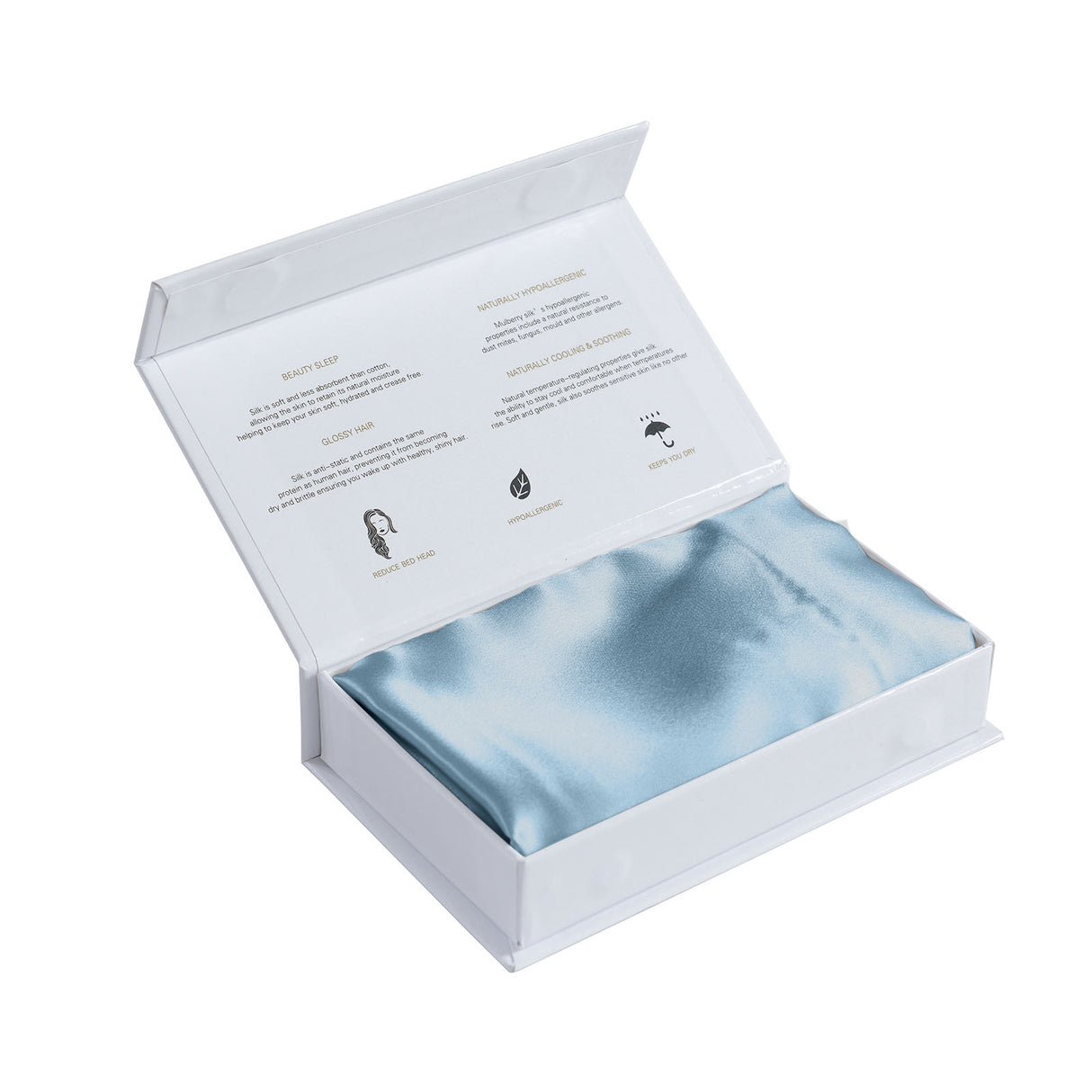 MULBERRY SILK PILLOW CASE TWIN PACK - SIZE: 51X76CM - SOFT BLUE