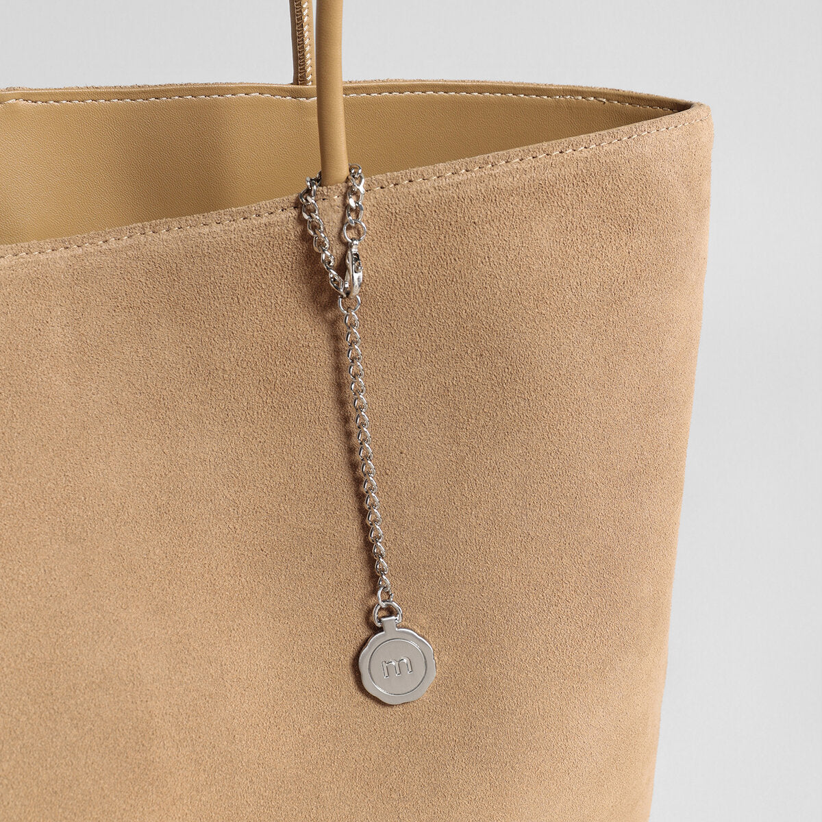 Suede Leather Large Tote Bag - Oat