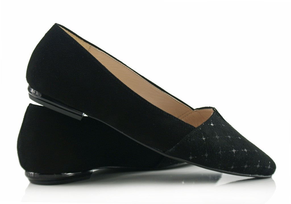Bosccolo Womens Ballerina - Black Suede