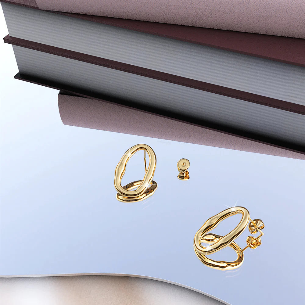 Bullion Gold Ovalicious Stud Gold Layered Earrings
