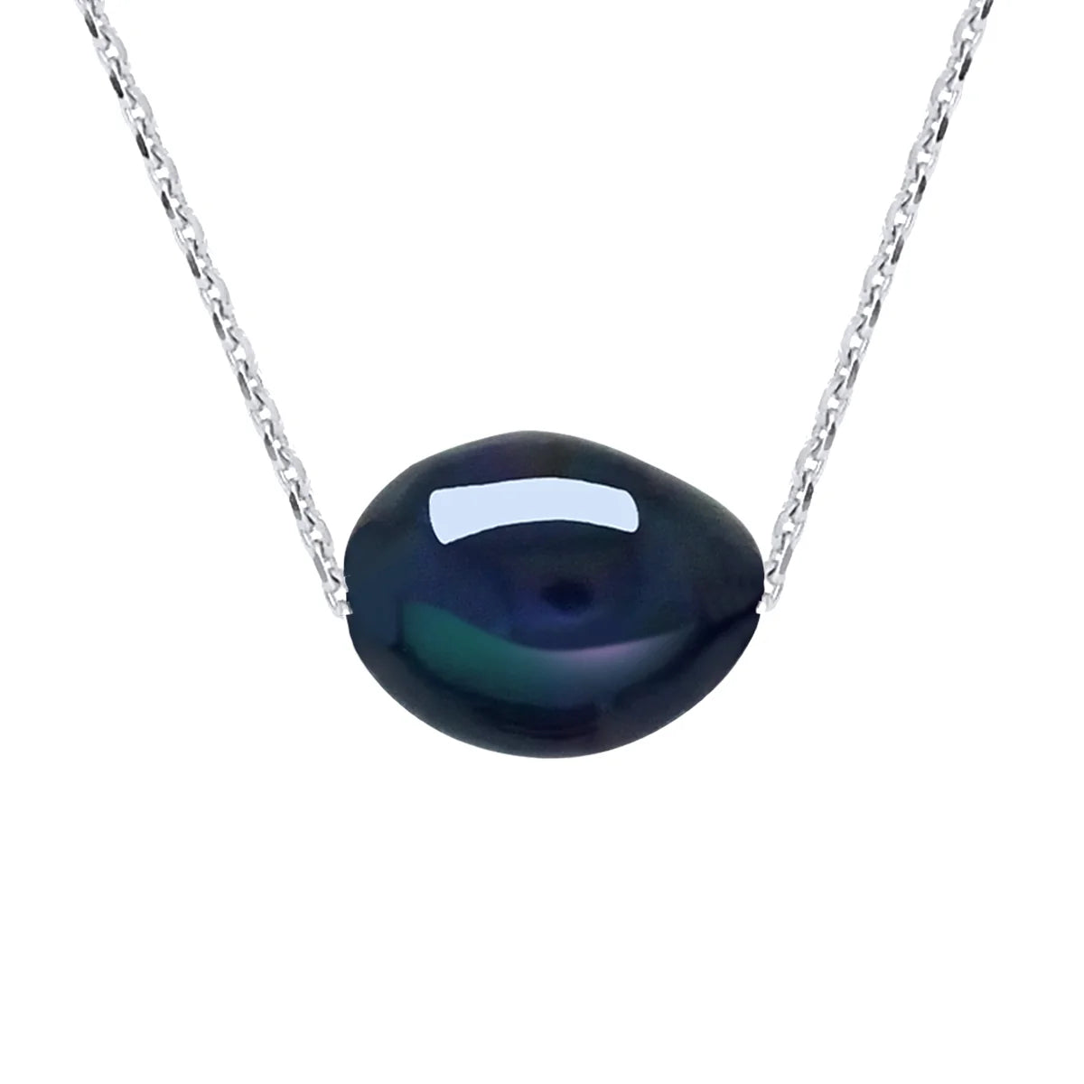 Necklace Baroque Baroque Freshwater Pearl Black Yellow Gold 8-9mm