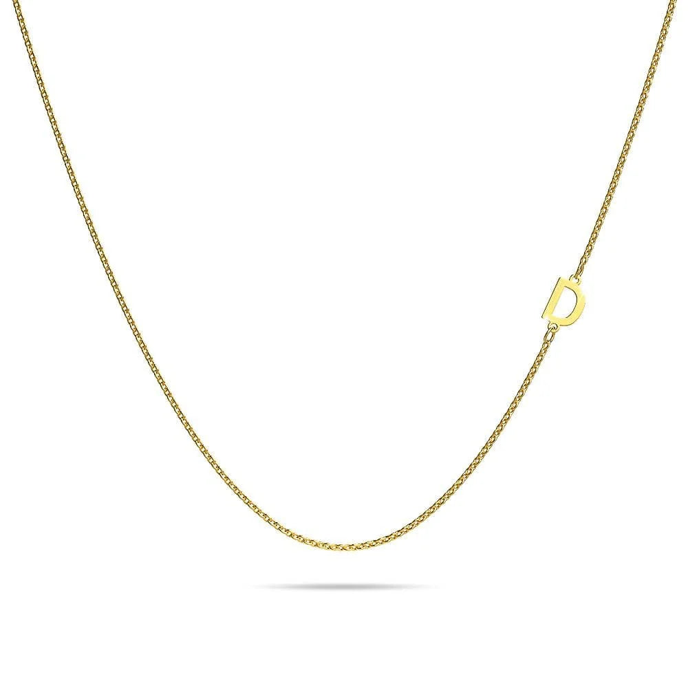 Bullion Gold Bold Alphabet Letter Initial Charm Necklace in Gold Tone