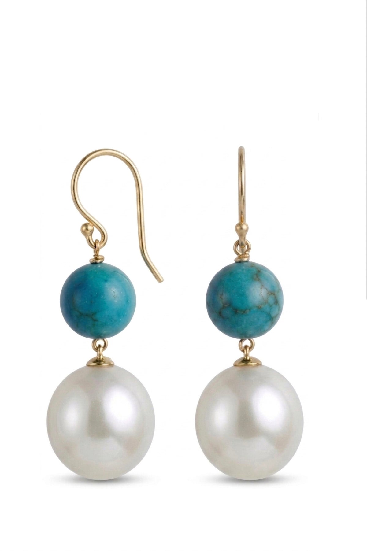 Liv Oliver 18K Gold Double Turquoise Drop Earrings