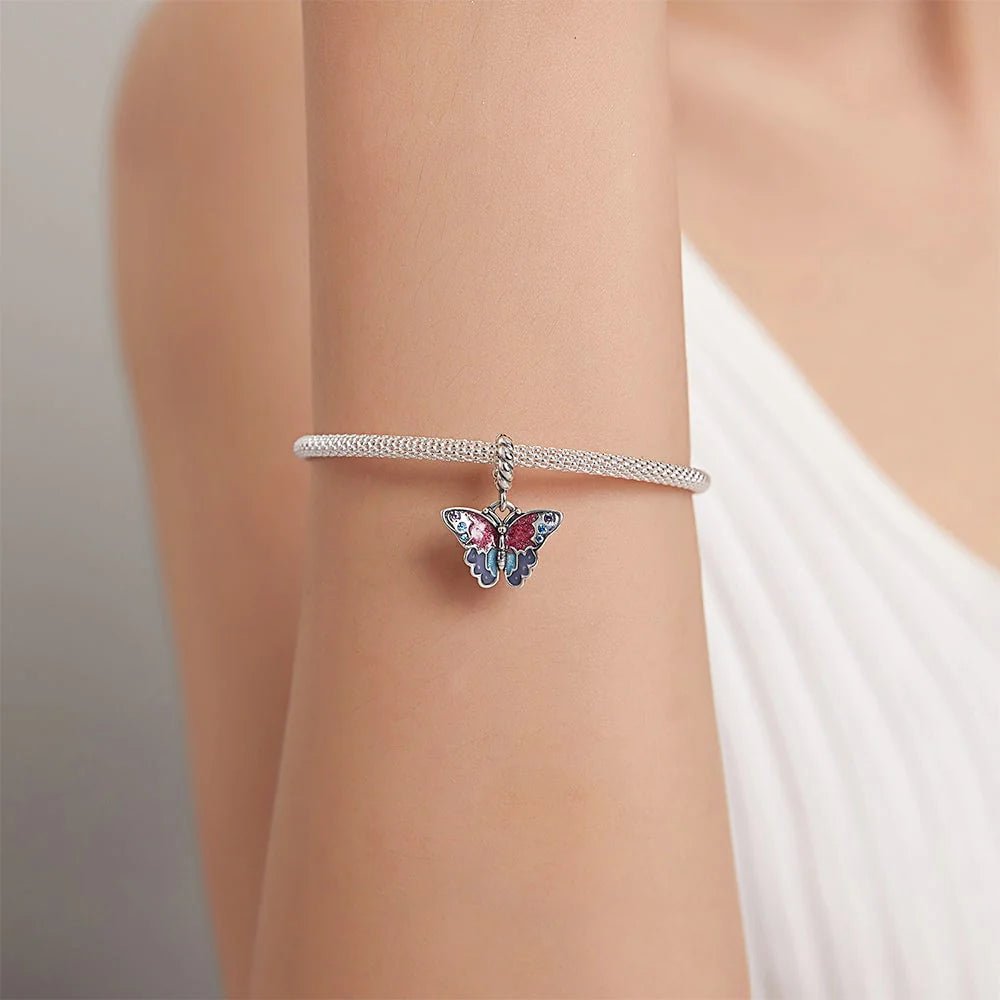 Solid 925 Sterling Silver Majestic Butterfly Pandora Inspired Bead Charm