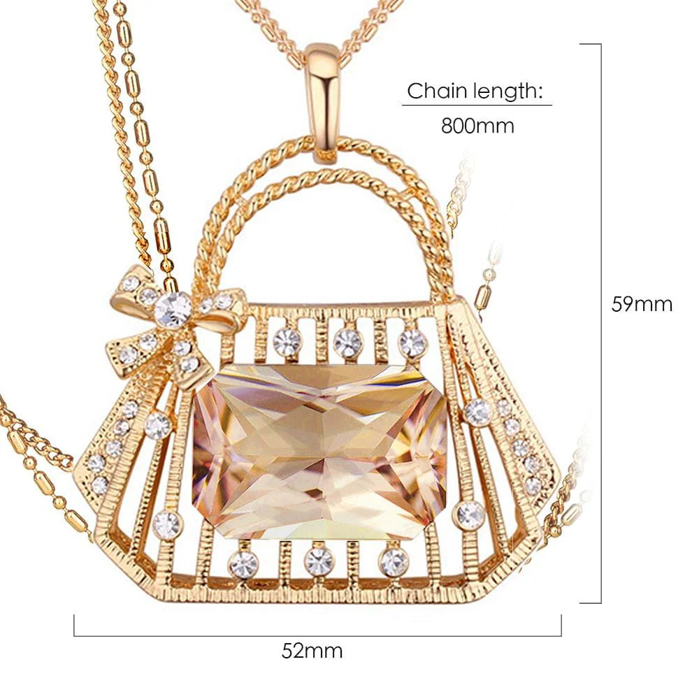 Krystal Couture Pamela Handbag Long Necklace Embellished with Swarovski Crystals