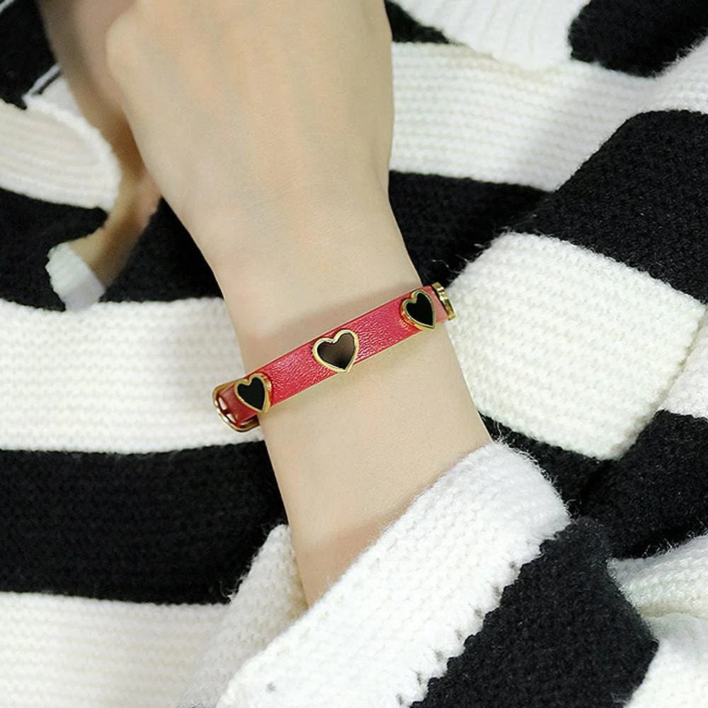 Bullion Gold Leather Orbit of Love Red Wrap Bracelet