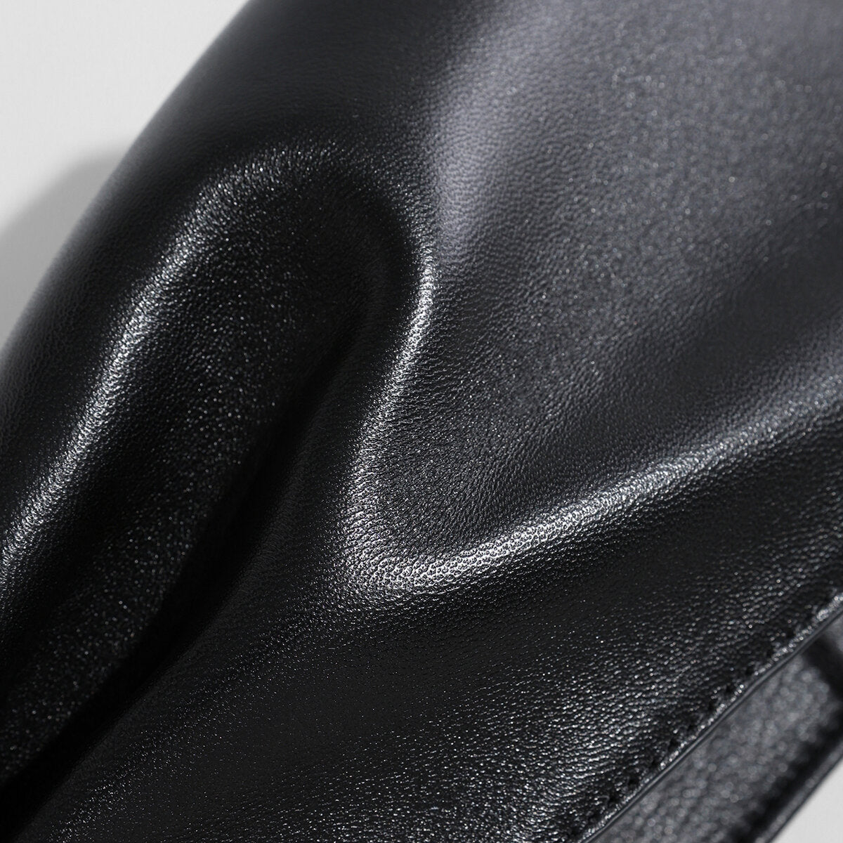 Minimalist Structured Leather Underarm Shoulder Bag - Black